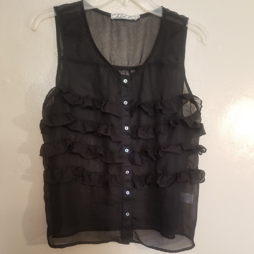 Chloe K sheer ruffle top. Nordstrom